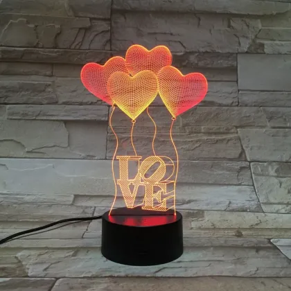 Love Balloons night light base Optical Illusion 3D LED Night Light Decoration Night Lamp