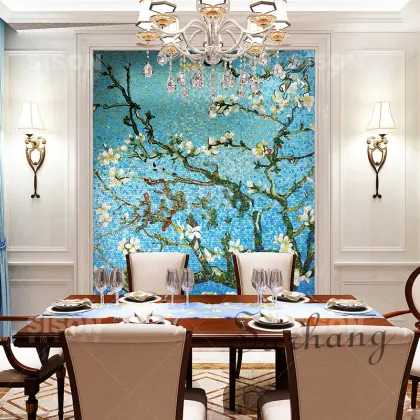 Van Gogh Apricot Tree Glass Mosaic Tiles Pattern