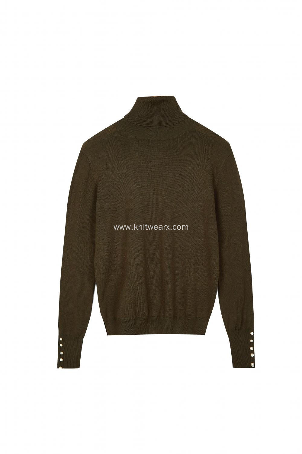 Women's Knitted Slim Fit Stretchable Turtleneck Pullover