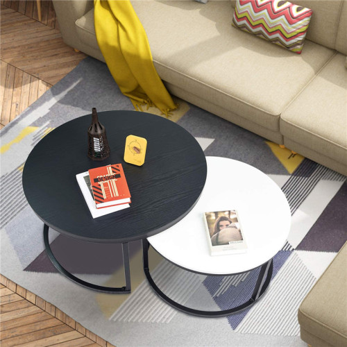 Set of Modern Round Coffee Table 2 Nesting