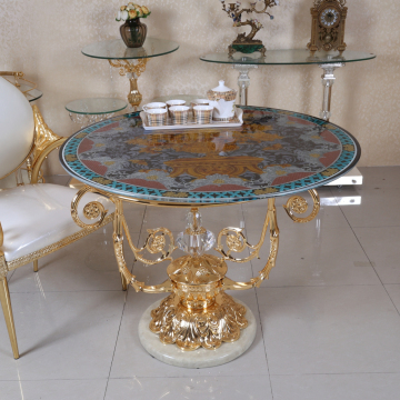 Golden Copper Modern Family Round Table and Chair Set