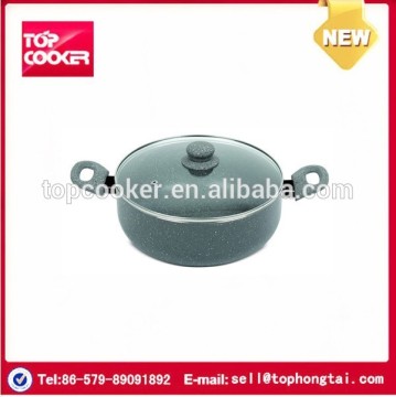 Wholesale aluminum stone coating transparent glass casserole hot pot