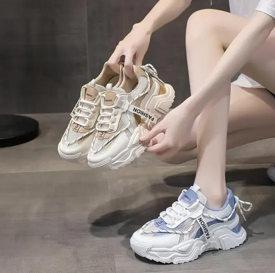 Women's Breathable Sport Running Dad Shoes with Thick PU Bottom and Walking Style Sneakers