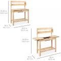 Outdoor Mobile Garden Potting Bench Wood Workstation Table