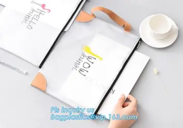 Vinyl PVC Stationery Zipper Bag For School Office Simple Pen Pencil Case Storage Organizer Bag