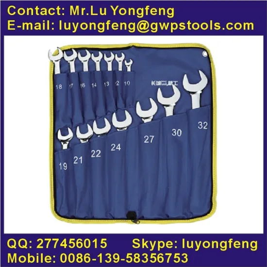 14pcs combination wrench set in metric, finely polished
