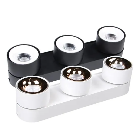 Modern Black & White Aluminum Indoor Flush Ceiling LED Spot Light with Rotatable Light Beam