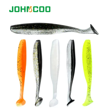 JOHNCOO 6pcs 90mm Soft Bait Shad Silicone Lure for Bass Pike Fishing