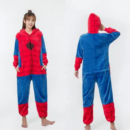 Spiderman Design Soft Flannel Child Hooded Pajamas
