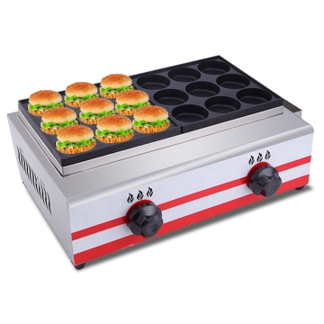 18 Hole Burger Pancake Maker/Egg Waffle Maker - Gas Heater