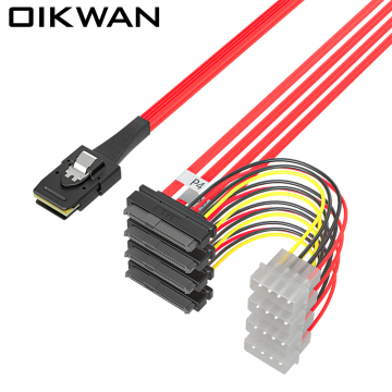 MiniSAS SFF-8087 to 4SFF-8482 with 4P Red Cable SFF-8482 Cable