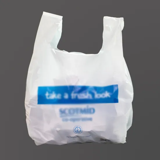 Bolsas de plastico impresas para la compra personalizadas baratas para camisetas