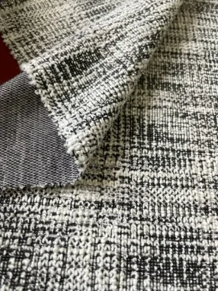 slub black and white interlock knit fabric