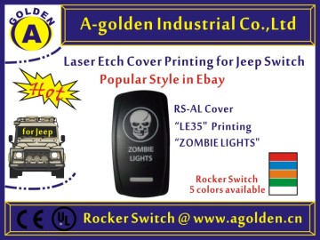Carling Style 12V/ 24V LED Rocker Switch T85 15A Waterproof Cover "L" type new ZOMBIE LIGHTS writing