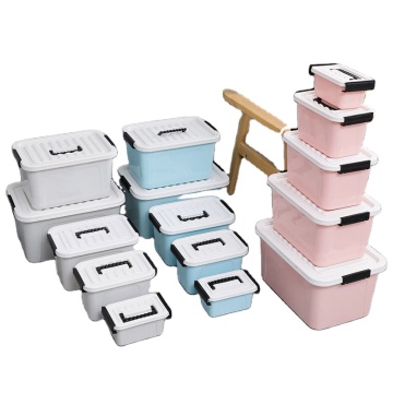 Nordic Household Clothes Organizer: Large Capacity Stackable Plastic Storage Boxes with Lid and Handle - 5 Sizes Set