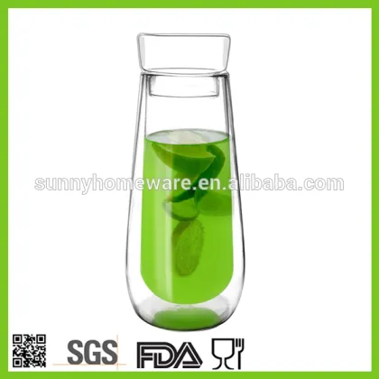 glass carafe/double walled drinking glass water carafe/ glass water cups