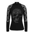Womens Turtleneck Lace Top Sexy Black