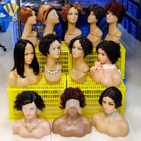 Perruque pixie cut human hair wig for black women,wholesale glueless 13x4 LACE FRONT peruvian bob wig,short HAIR pixie curls wig