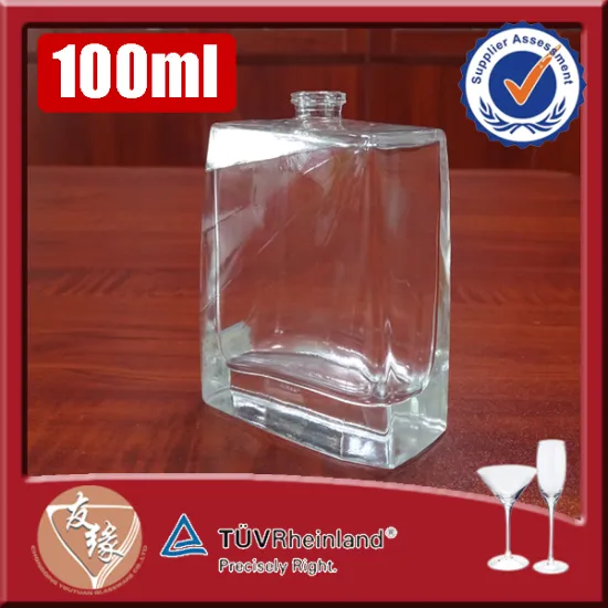 High Flint Glass Flat Square Empty Nice Perfume Bottles 100ml