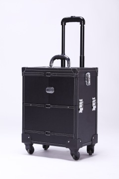 BLACK PINHOLE PATTERN BEAUTY TROLLEY CASE,COSMETIC CASE,MAKEUP CASE WITH WHEELS