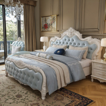 High-Quality Pine Wood European Style Luxury Princess Box Bed with Storage