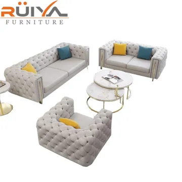 Modern Luxury Chesterfield Velvet Sofa Set Designs
