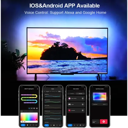 55-85 Inch TV RGBIC LED Backlight Strip with HDMI 4K60Hz Sync Box for Color Sync