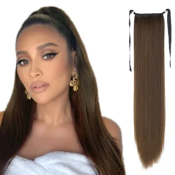 Long Clip In Synthetic Hair Ponytails Curly Straight  Heat Resistant Hair Extension Wrap Around Curly Straight Pony Tail