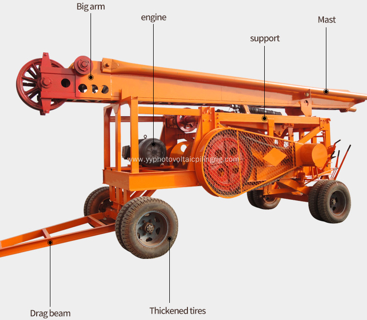 Diesel Engine Trailer Cable Percussion Drilling Rig