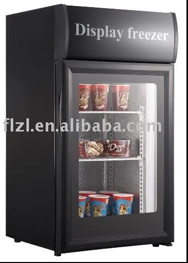 mini freezer with glass door display