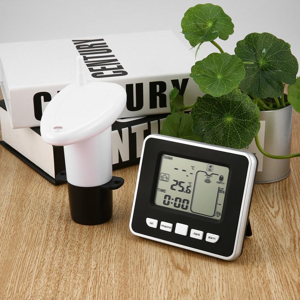 Ultrasonic Wireless Water Tank Liquid Depth Level Meter Sensor with Temperature Display with 3.3 Inch LED Display