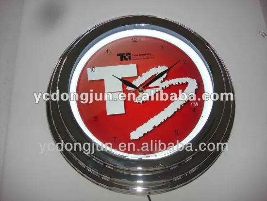 wall clock with neon