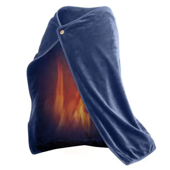 USB Heated Shawl Blanket: 70*100cm Electric Flannel Warmth with Overheat Protection for Winter