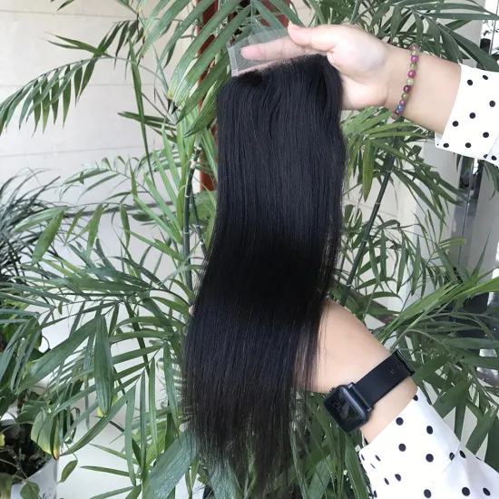 Virgin Raw Indian Hair 5x5 HD Lace Closure with Bundles,4*4Straight Lace Closure for Black Women