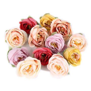 10PCS 4cm Artificial Roses Flower Head Silk Peony For Wedding Decoration DIY Handmade Wreath Gift Scrapbooking Craft Fake Flower