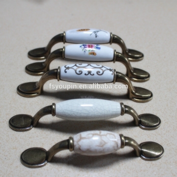 Antique Zinc Alloy and Ceramics Cabinet Handle