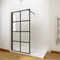 Sally Walk-in Matt-Black Framed Grid Pattern Dears Doors