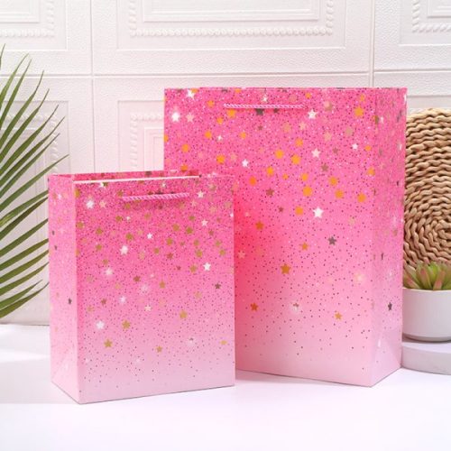 Logo Printed Recyclable Kraft twinkling star Paper Bags