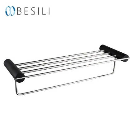 High-Capacity Matte Black Towel Rack for Family Bathrooms
