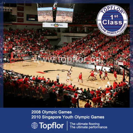 Portable vinyl basketball flooring for sports use