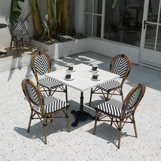 Vintage Outdoor Cafe Rattan Dining Chairs for Balcony and Garden