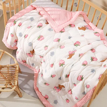 Factory Direct Baby Blanket: Knit Swaddle Quilt with Minky Dot Print