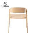 Italian Design Restaurant Shop Coffee Dining Plywood Seat Wood Dining Chairs With Arm