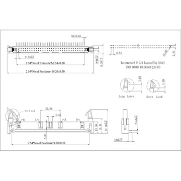 2,54 mm dopp 90 graders ejektorrubrik