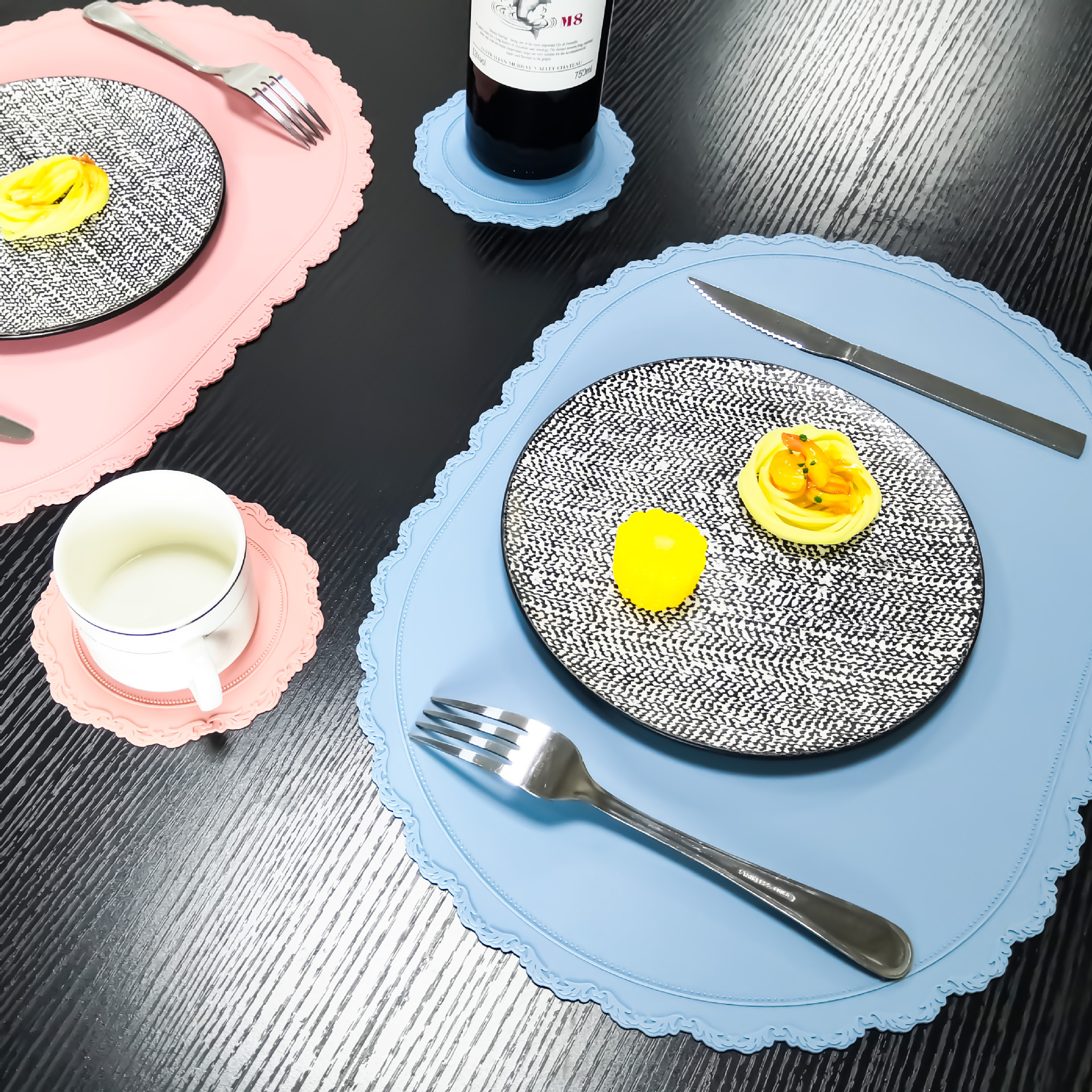 silicone table mat and cup mat set MFZ-I014