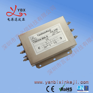 Manufacturer high efficiency 80A three phase low pass noise EMI filter