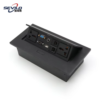 Multi-Functional Office Desktop Table Zinc Alloy Iron Pop-Up Socket with Wireless Charger - UK/US/EU/AU Plug Standards