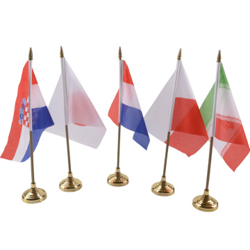 custom table desk flags with pole and base