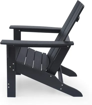 Modern Black HDPE Plastic Resin Adirondack Chair for Outdoor Backyard