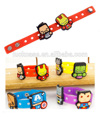 2016 Vogue Modish fashionable Iron man silicone wristbands bracelet with buckles/ custom design silicone charminig bracelet ban